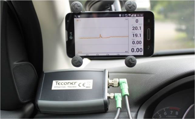 Mobile Temperature Sensor Interface showing road temperature